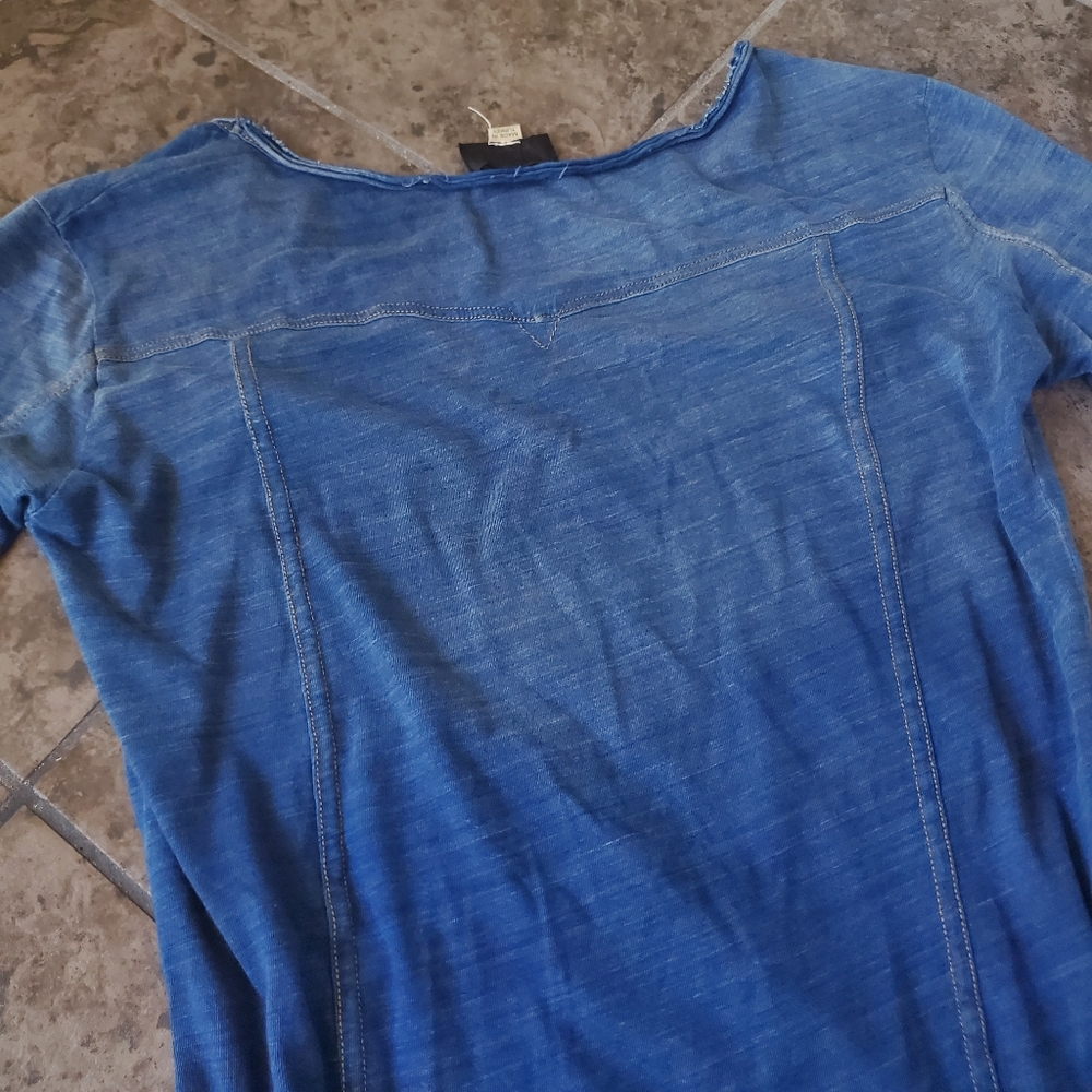 DIESEL long sleeve t-shirt dress mini midi blue denim style ombre S - Picture 9 of 9